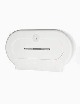 Mini Jumbo Double Toilet Roll Dispenser White Plastic